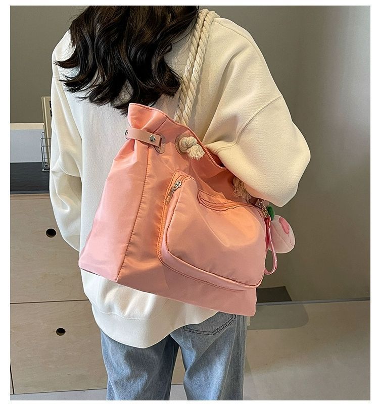 Große Canvas Tragetasche Pink Für Damen Für Uni Und Freizeit_voghion.com