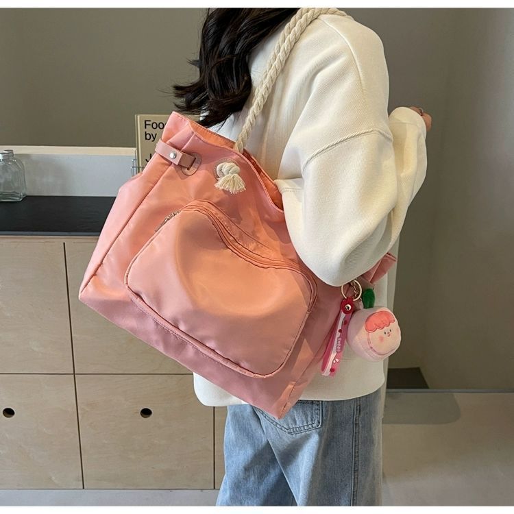Große Canvas Tragetasche Pink Für Damen Für Uni Und Freizeit_voghion.com