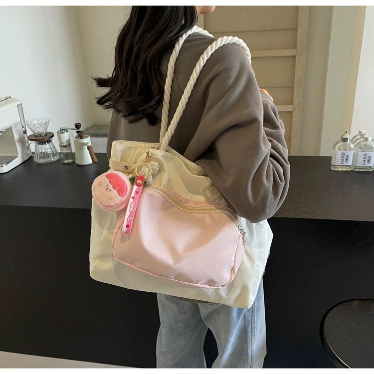 Große Canvas Tragetasche Pink Für Damen Für Uni Und Freizeit_voghion.com