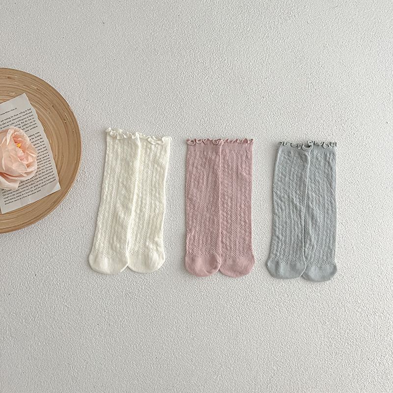 Chaussettes bébé en maille respirante à volants pour filles_voghion.com