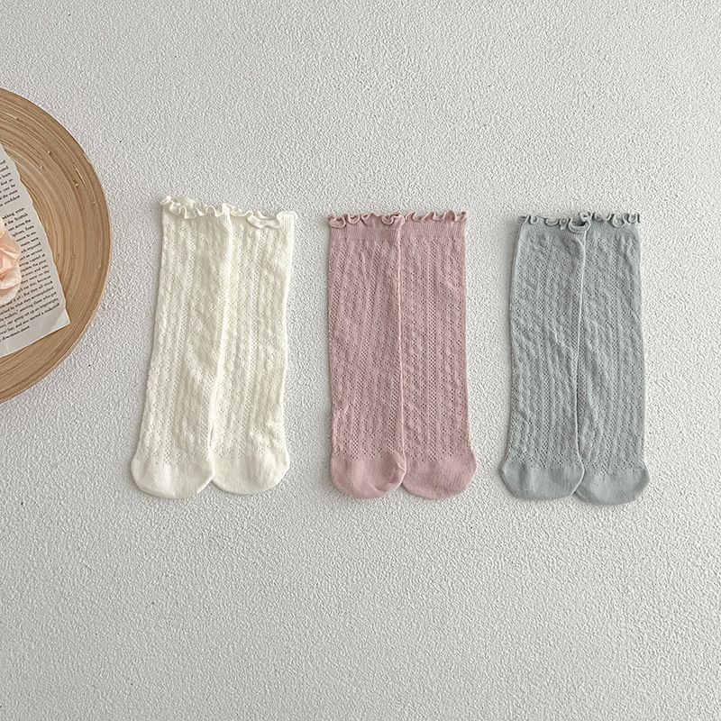 Chaussettes bébé en maille respirante à volants pour filles_voghion.com