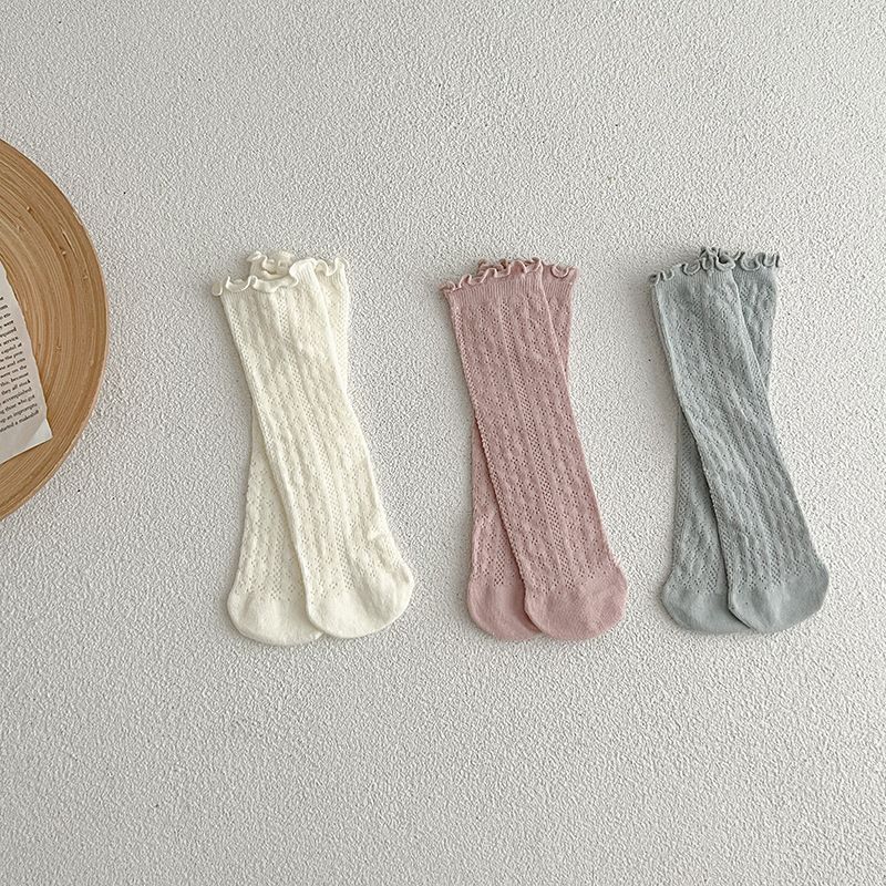 Chaussettes bébé en maille respirante à volants pour filles_voghion.com
