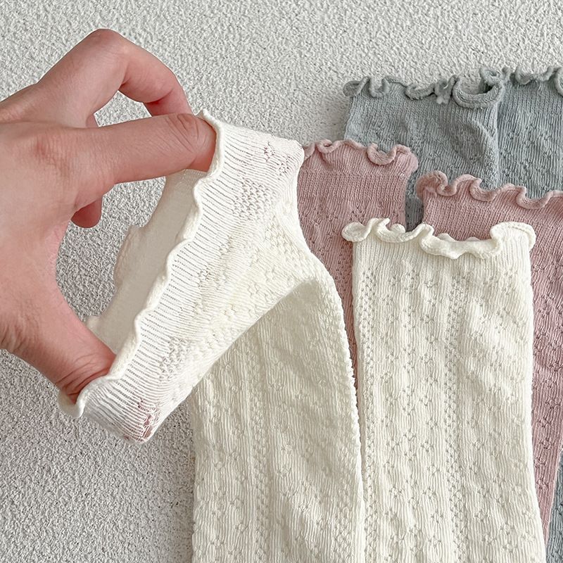 Chaussettes bébé en maille respirante à volants pour filles_voghion.com