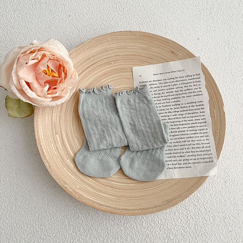 Chaussettes bébé en maille respirante à volants pour filles_voghion.com