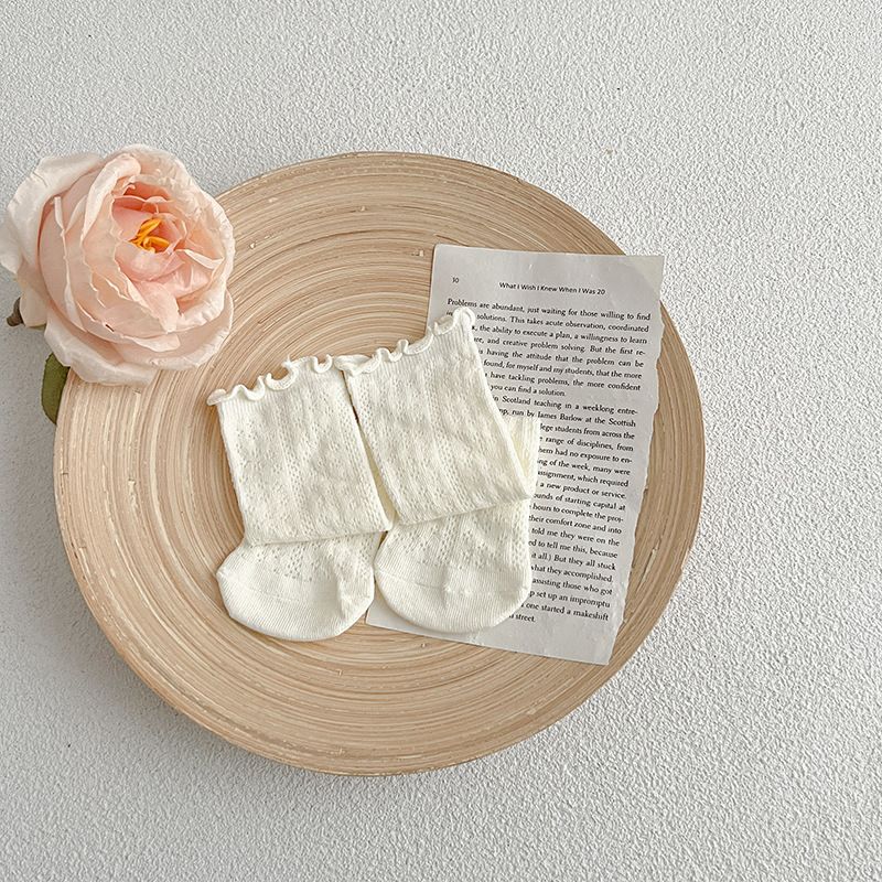 Chaussettes bébé en maille respirante à volants pour filles_voghion.com