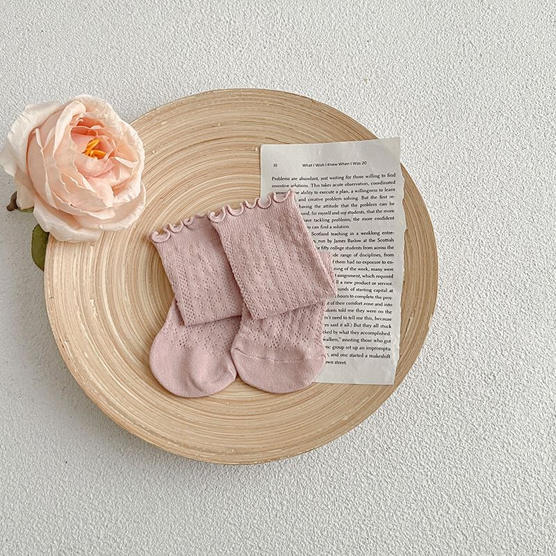 Chaussettes bébé en maille respirante à volants pour filles_voghion.com