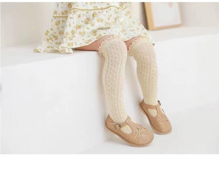 Chaussettes bébé en maille respirante à volants pour filles_voghion.com