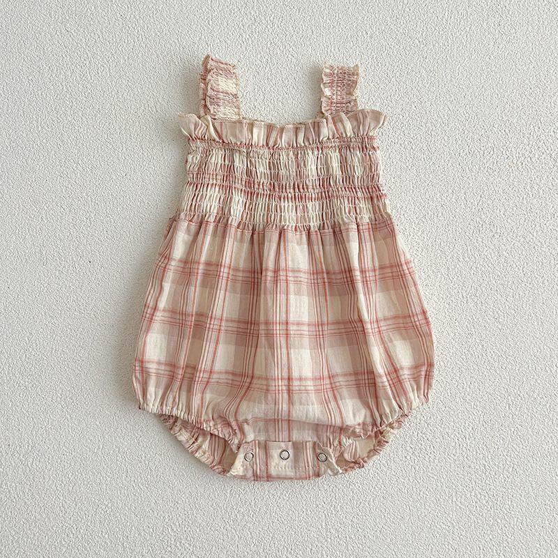 24 neue Sommer-Styles für Babymädchen, karierter Trägerstrampler, Mädchenkleid, Partnerlook für ein älteres und ein jüngeres Mädchen_voghion.com