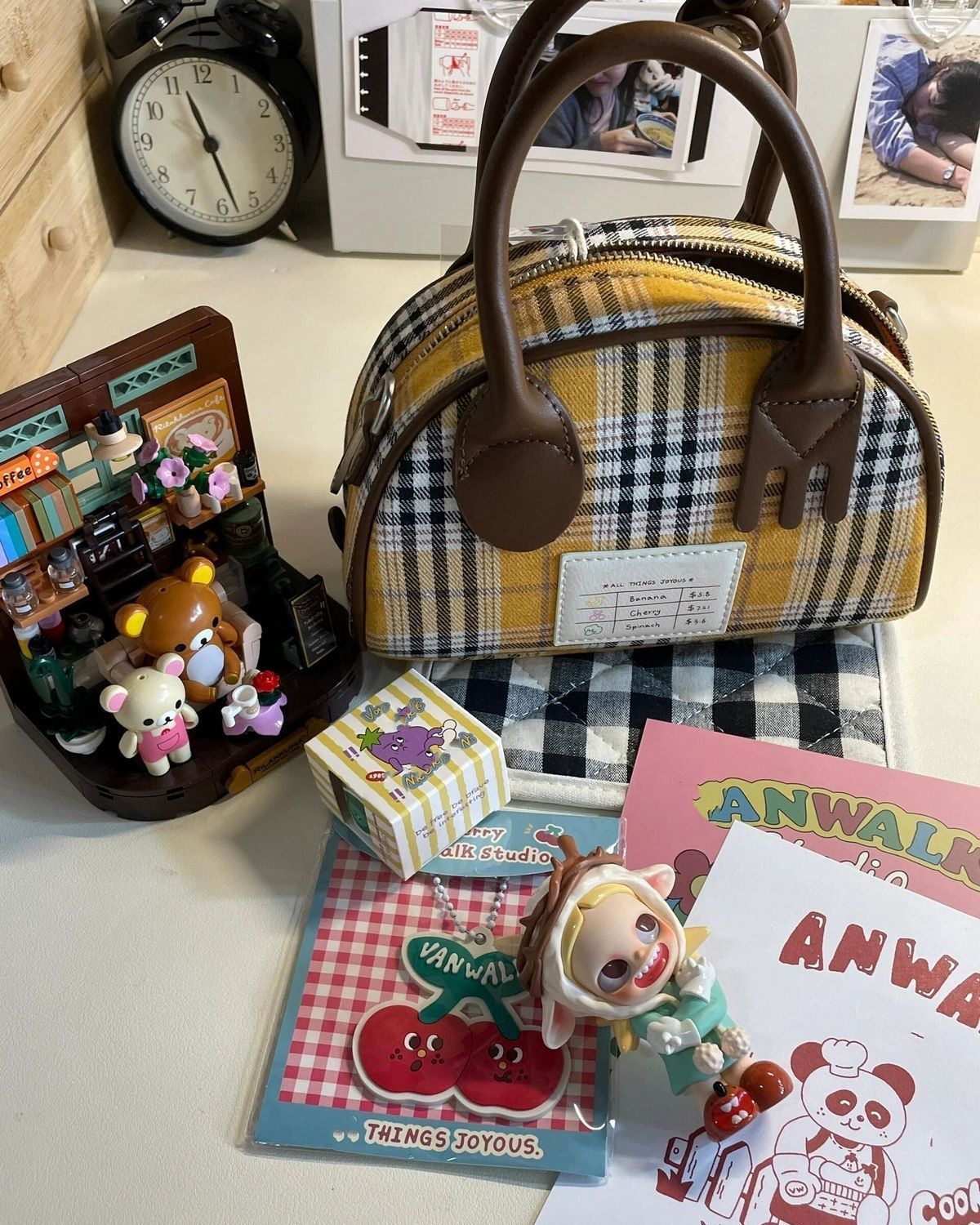 Retro bowling tas met ruitpatroon voor dames luxe schoudertas_voghion.com