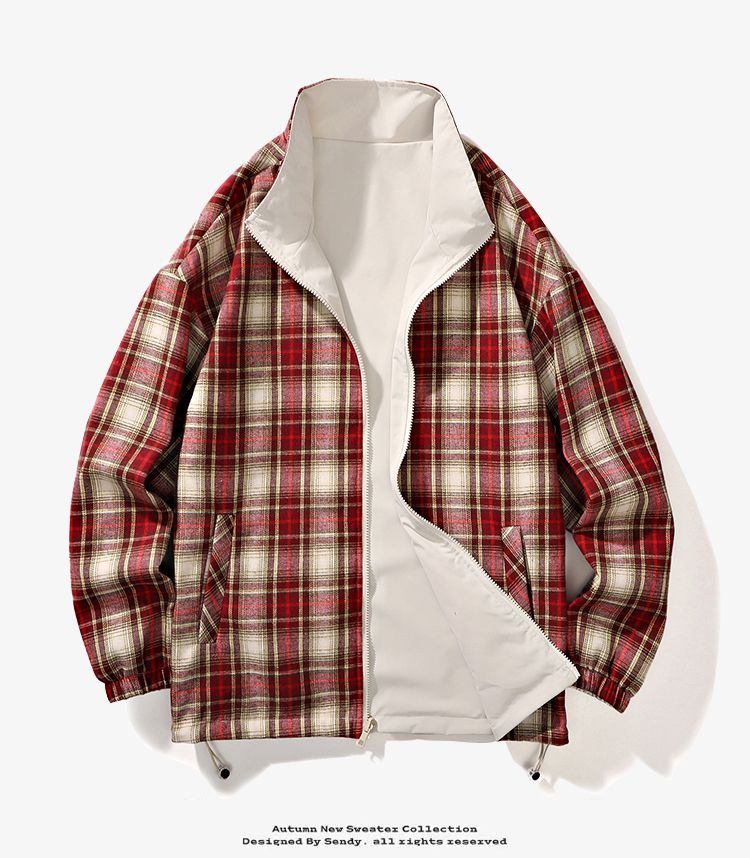 GENIOLAMODE giacca a quadri double face con revers per uomo e donna, coppia autunnale_voghion.com