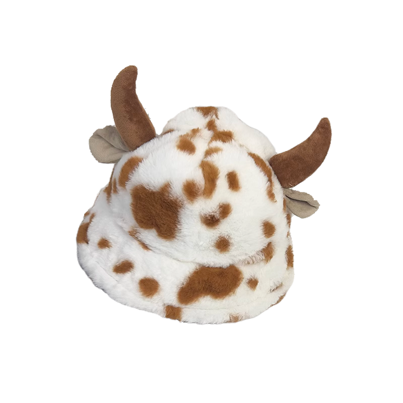 Schattige Niu Niu ~ Koreaanse versie van de herfst en winter warme pluche cartoon hoorn emmer hoed zoete en grappige vrouwelijke oorbeschermers ins bassin hoed_voghion.com