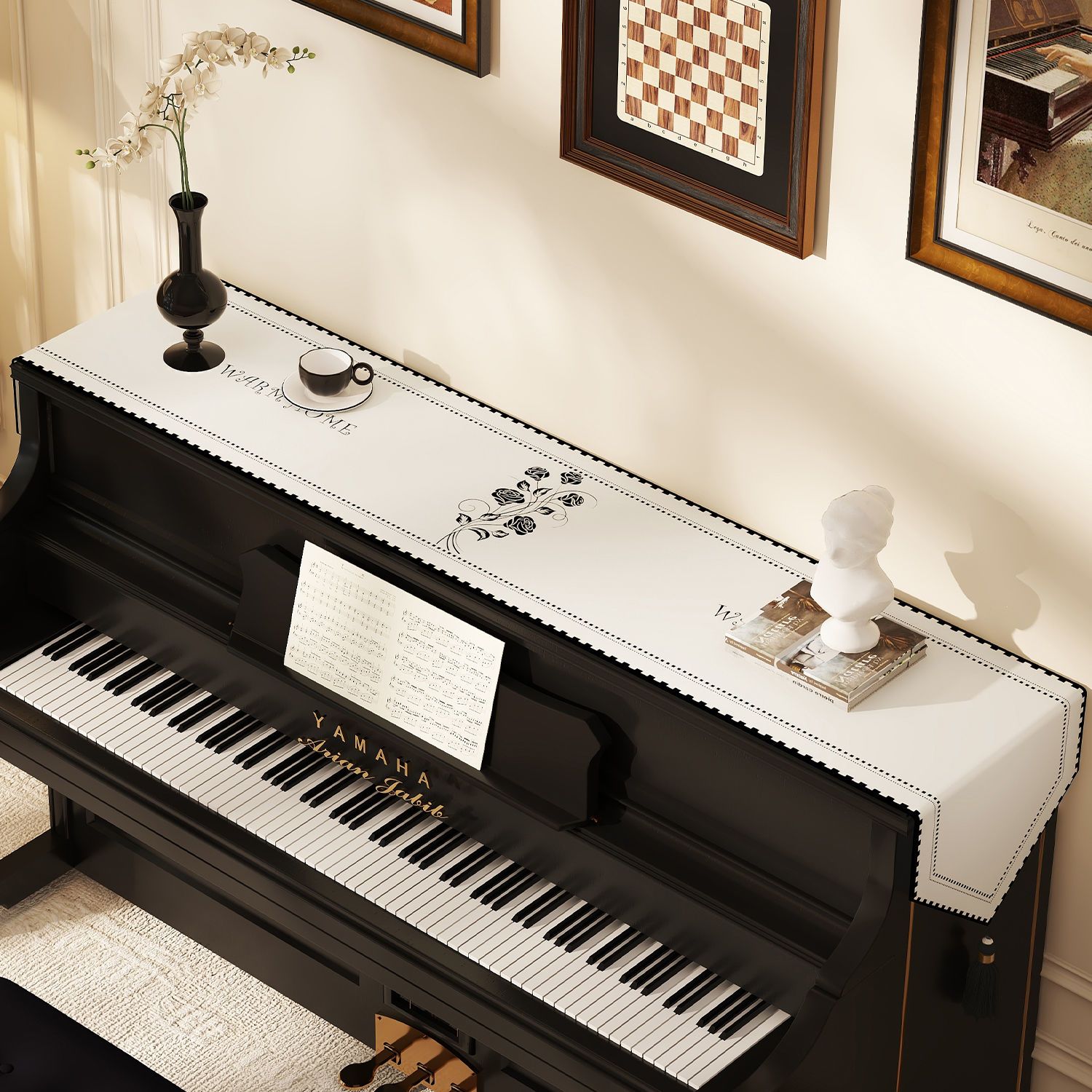 French Style Dust Table Runner Light Luxury High-End Electric Piano Half Cover Dustproof Non-Stick Hair 2024 New Model_voghion.com