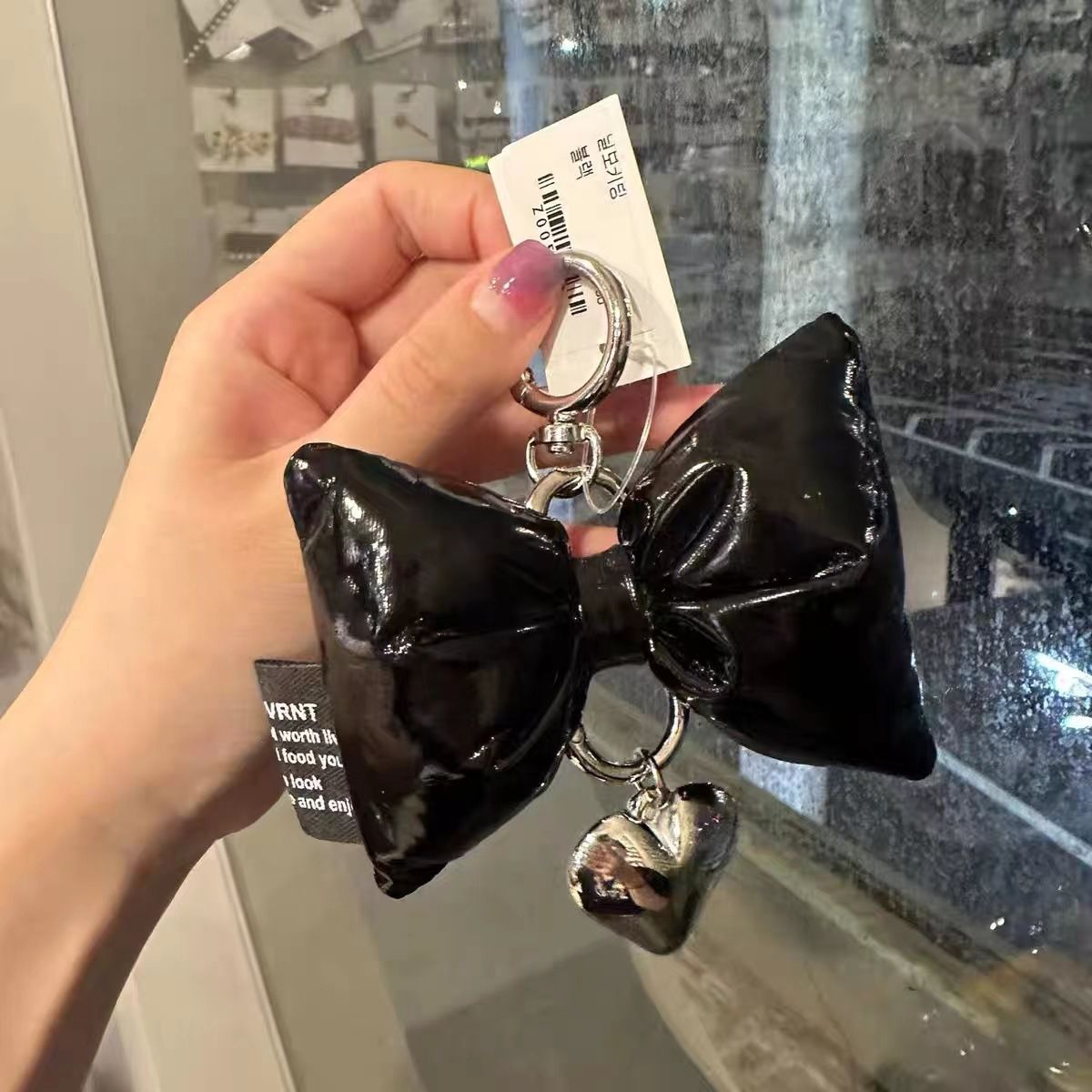 Borsa da ragazza con cuore Dongdaemun Coreano Proxy Primavera Estate Nuovo Ciondolo carino a forma di fiocco a forma di cuore Ornamento da appendere_voghion.com