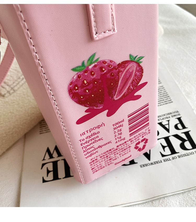 Cute Strawberry Chocolate Milk Cookie Crossbody Bag For Women_voghion.com