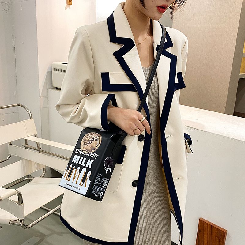 New Trendy Foreign Trade Fashion Cute Sweet Quirky Personalized Strawberry Chocolate Milk Cookie PU Crossbody Bag_voghion.com