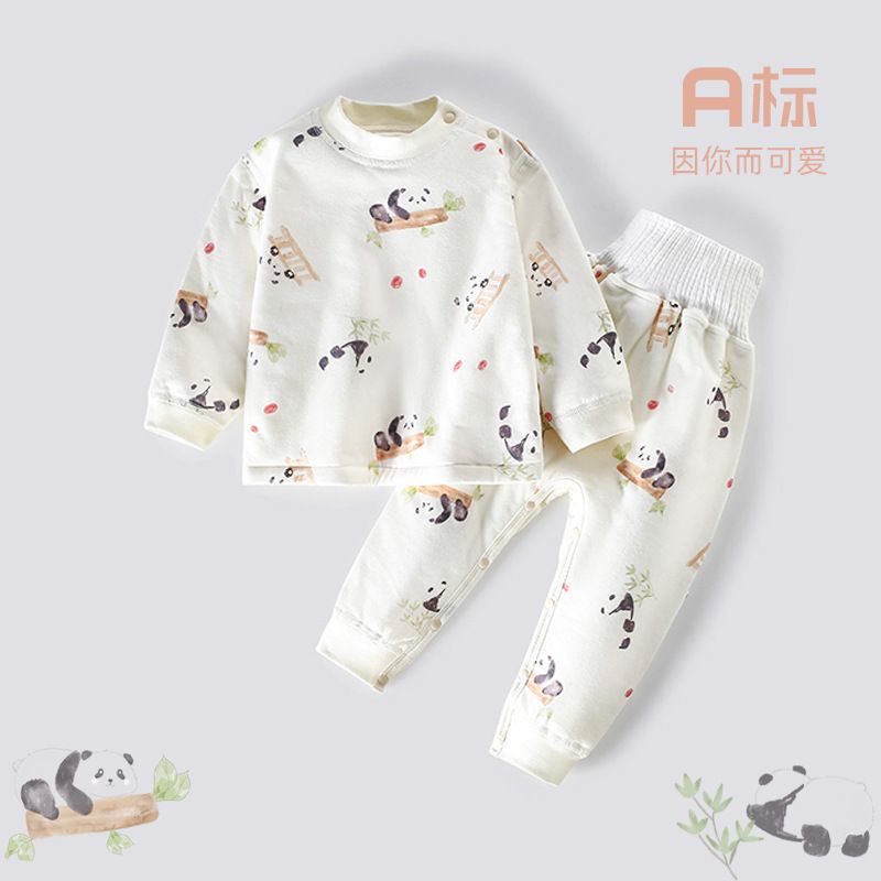 婴儿套装秋冬a类50g夹棉儿童家居服秋衣秋裤肩开睡衣宝宝内衣套装