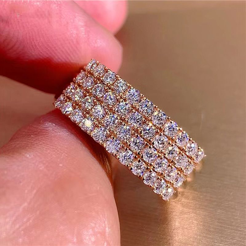 Unique Designer Ring Inlaid With Zirconia In Rose Gold Finish_voghion.com