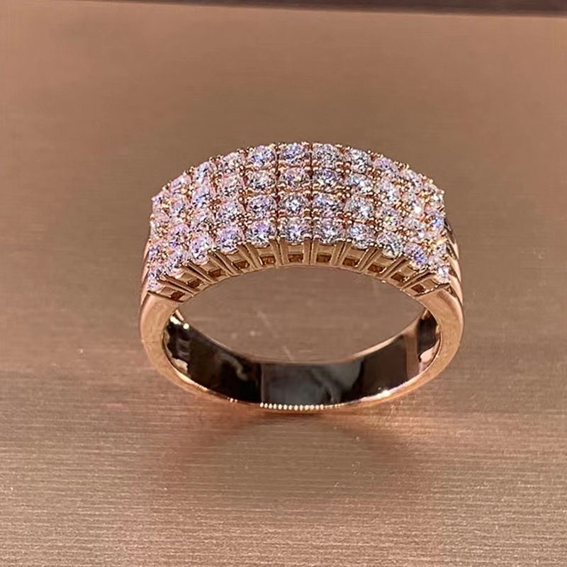 Unique Designer Ring Inlaid With Zirconia In Rose Gold Finish_voghion.com