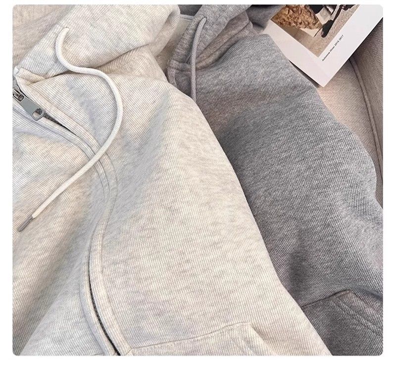 Lamm-Hoodie für Damen im Herbst-Winter 2024, neue Lazy-Style-Reißverschluss-Strickjacke mit dickem Fleece und lockerer Kapuzenjacke_voghion.com