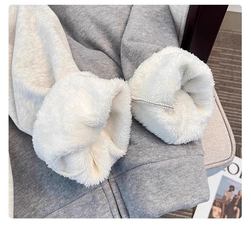 Lamm-Hoodie für Damen im Herbst-Winter 2024, neue Lazy-Style-Reißverschluss-Strickjacke mit dickem Fleece und lockerer Kapuzenjacke_voghion.com