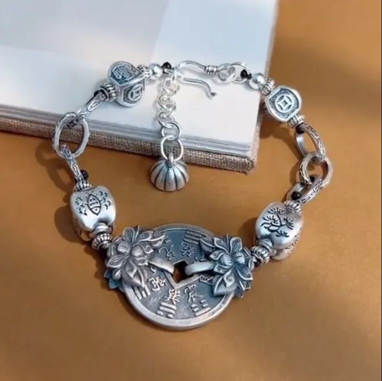 Chinese Style Mountain Ghost Flower Money Bracelet New Vintage 