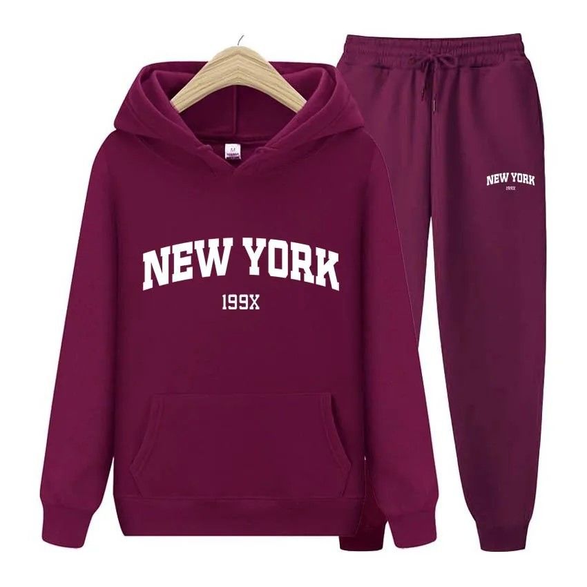 Heren herfst/winter New York NEWYORK sweatshirt en joggingbroek set, casual sporthoodie voor koppels_voghion.com