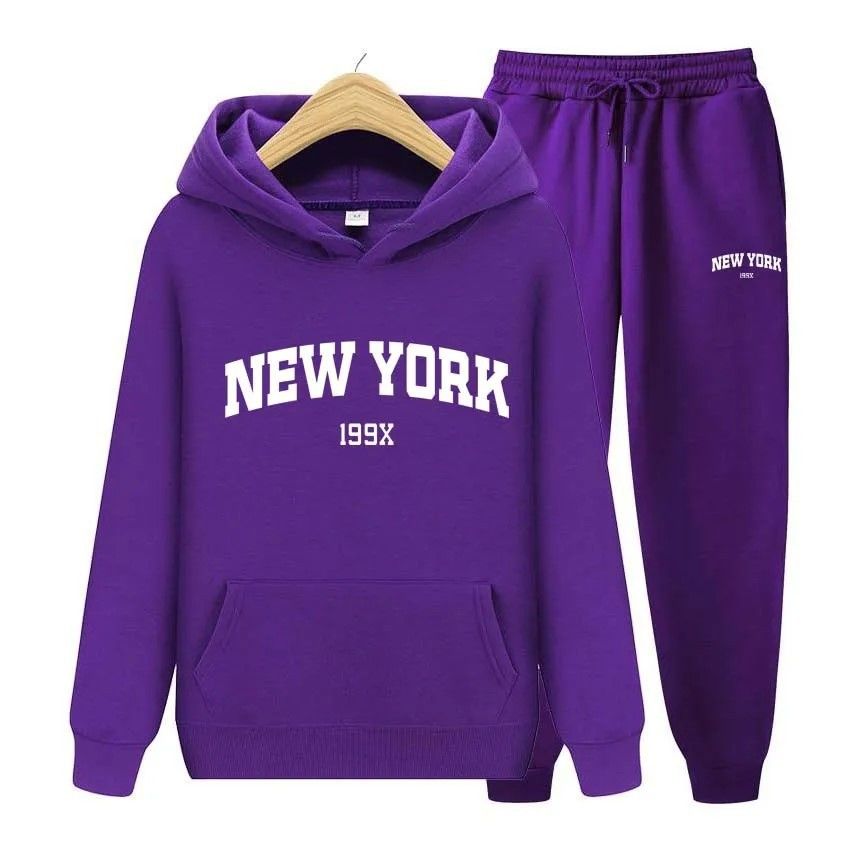 Heren herfst/winter New York NEWYORK sweatshirt en joggingbroek set, casual sporthoodie voor koppels_voghion.com