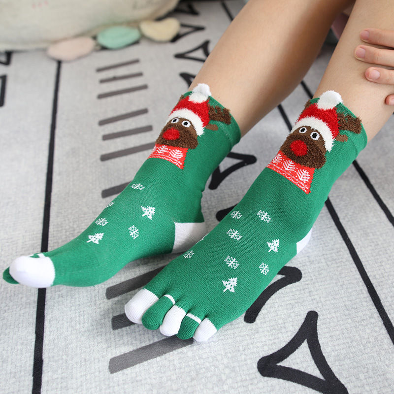 Christmas Five Finger Socks, Interesting Style, Wishing You a Merry Christmas
_voghion.com