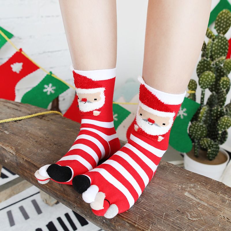 Christmas Five Finger Socks, Interesting Style, Wishing You a Merry Christmas
_voghion.com