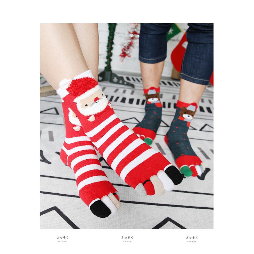 Christmas Five Finger Socks, Interesting Style, Wishing You a Merry Christmas
_voghion.com