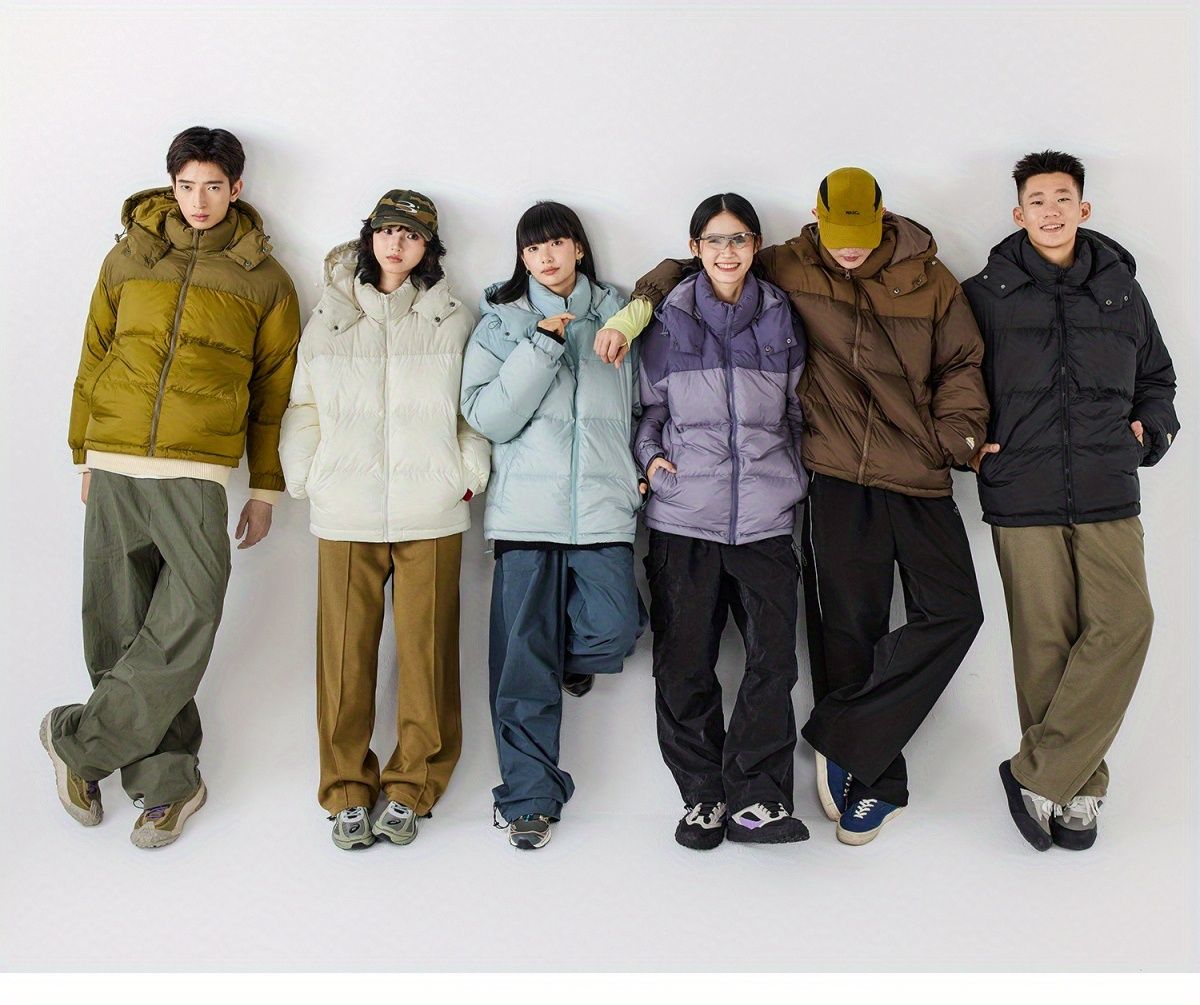 OWOX Kapuzenjacke mit abnehmbarer Kapuze, Color-Block, 90 Weiß, Enten-Paar-Daunenjacke, Wintermantel für Damen, kältebeständig, warm und dick gefüttert_voghion.com