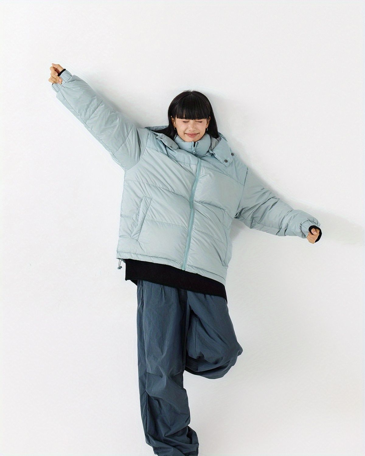 OWOX Kapuzenjacke mit abnehmbarer Kapuze, Color-Block, 90 Weiß, Enten-Paar-Daunenjacke, Wintermantel für Damen, kältebeständig, warm und dick gefüttert_voghion.com