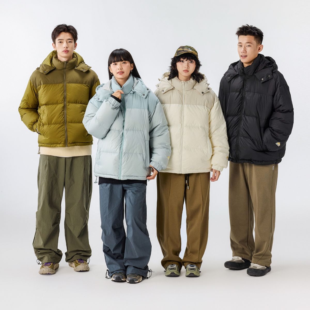 OWOX Kapuzenjacke mit abnehmbarer Kapuze, Color-Block, 90 Weiß, Enten-Paar-Daunenjacke, Wintermantel für Damen, kältebeständig, warm und dick gefüttert_voghion.com