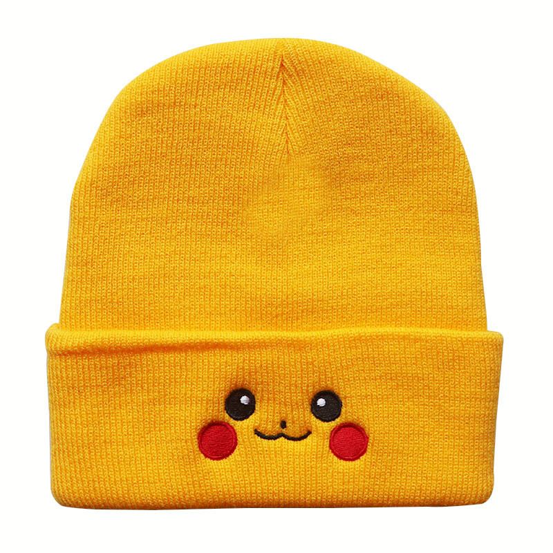 Male Female Students Autumn And Winter Anime Cartoon Cute Smiling Face Knitted Outdoor Pullover Warm Hip Hop Woolen Hat_voghion.com
