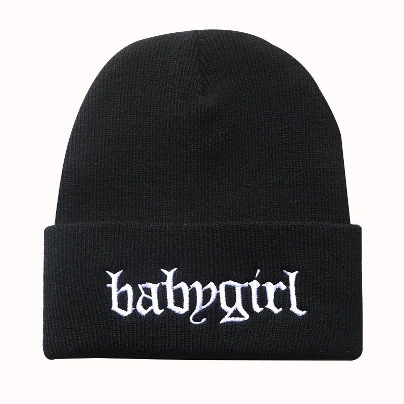 Varm stickad mössa broderad unisex höst vintermössa_voghion.com