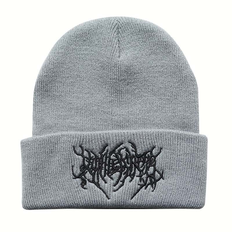 Autumn Winter Unisex Student Fashion Trendy Hip-Hop Punk Style Embroidered Knitted Wool Outdoor Sports Warm Hat_voghion.com