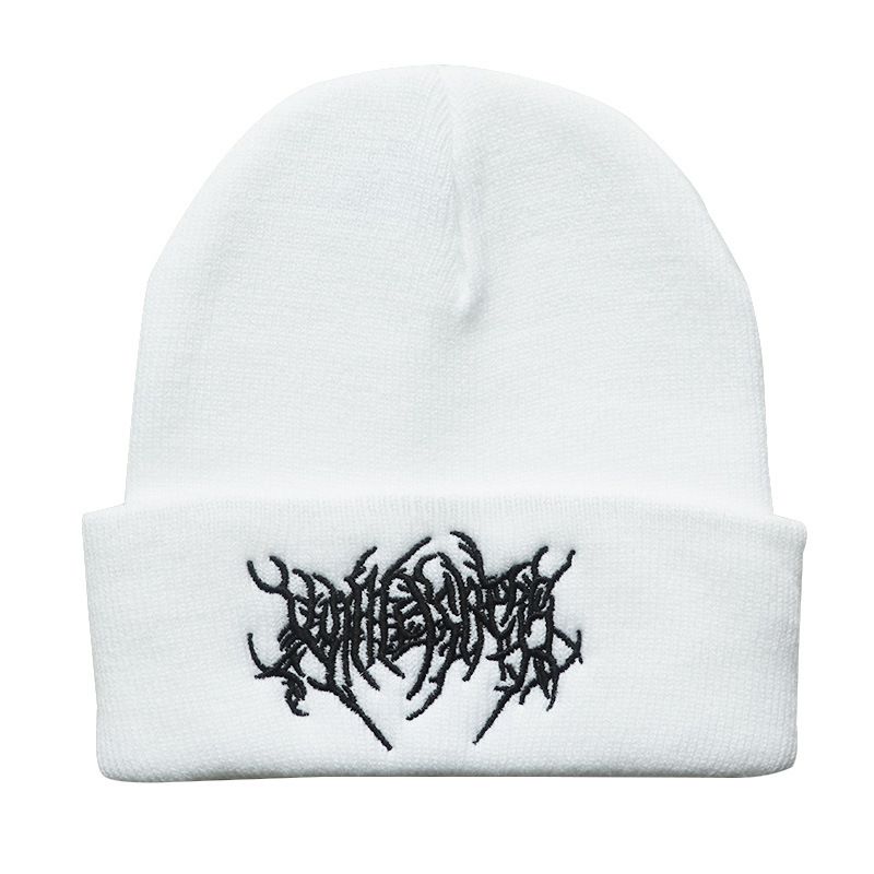 Autumn Winter Unisex Student Fashion Trendy Hip-Hop Punk Style Embroidered Knitted Wool Outdoor Sports Warm Hat_voghion.com