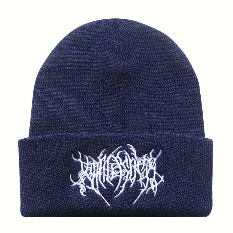 Autumn Winter Unisex Student Fashion Trendy Hip-Hop Punk Style Embroidered Knitted Wool Outdoor Sports Warm Hat_voghion.com