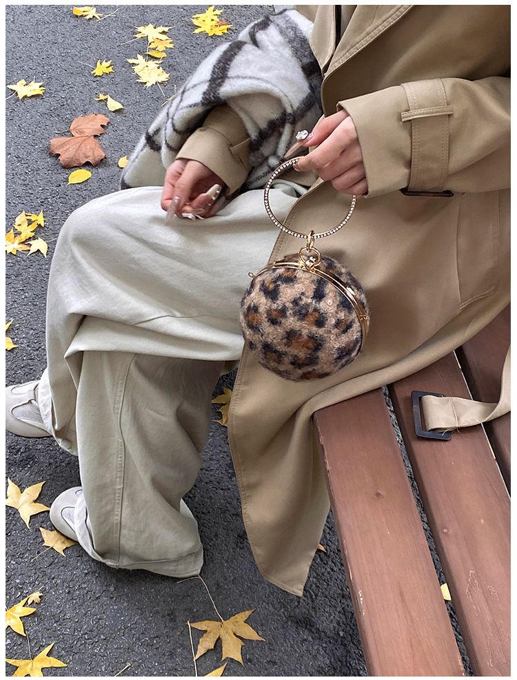 Small Round Leopard Print Crossbody Bag With Diamond Chain Handle_voghion.com