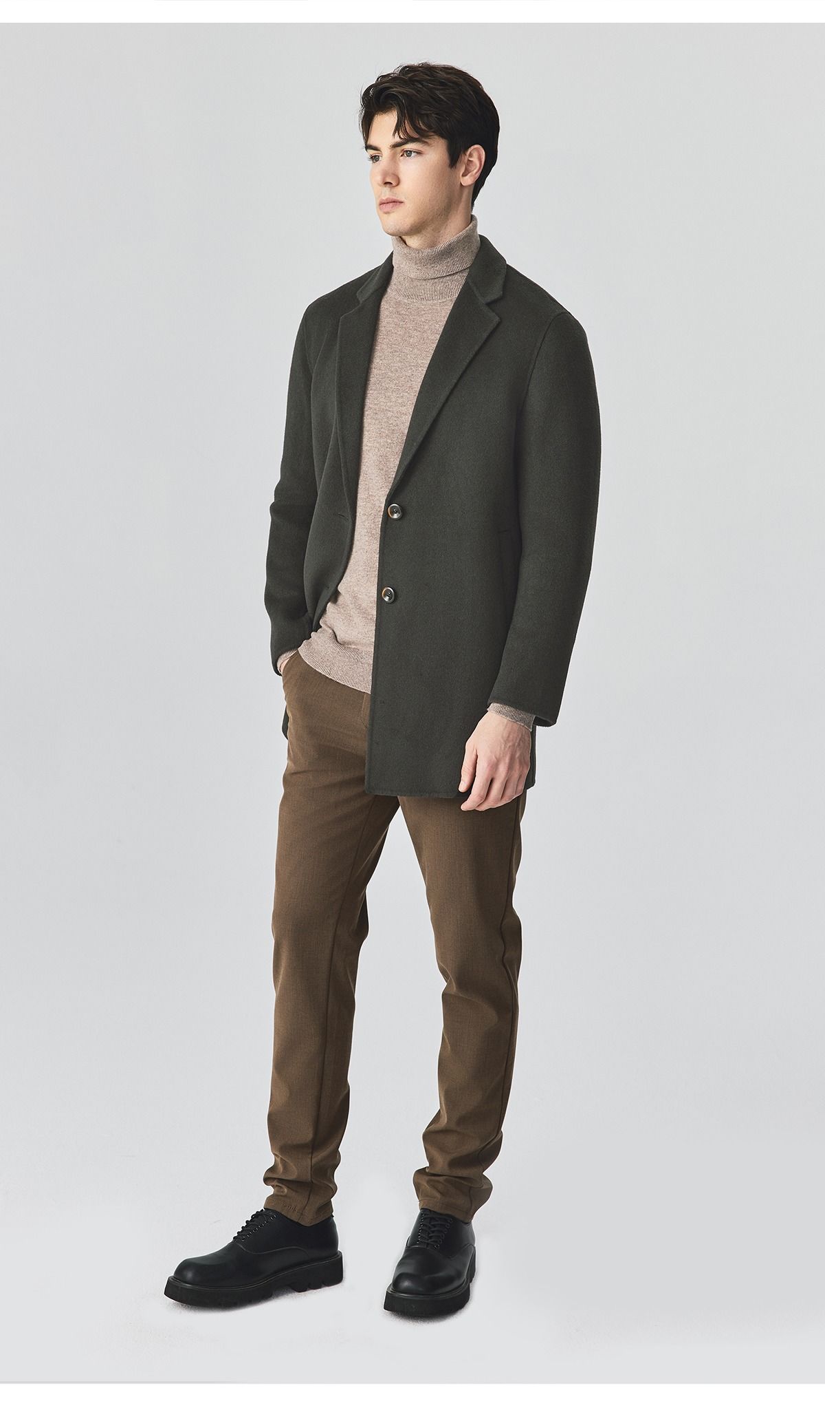 MindBridge winter Woollen cloth Windbreaker man tailored collar Wool loose coat 24 The new tailored collar wool overcoat