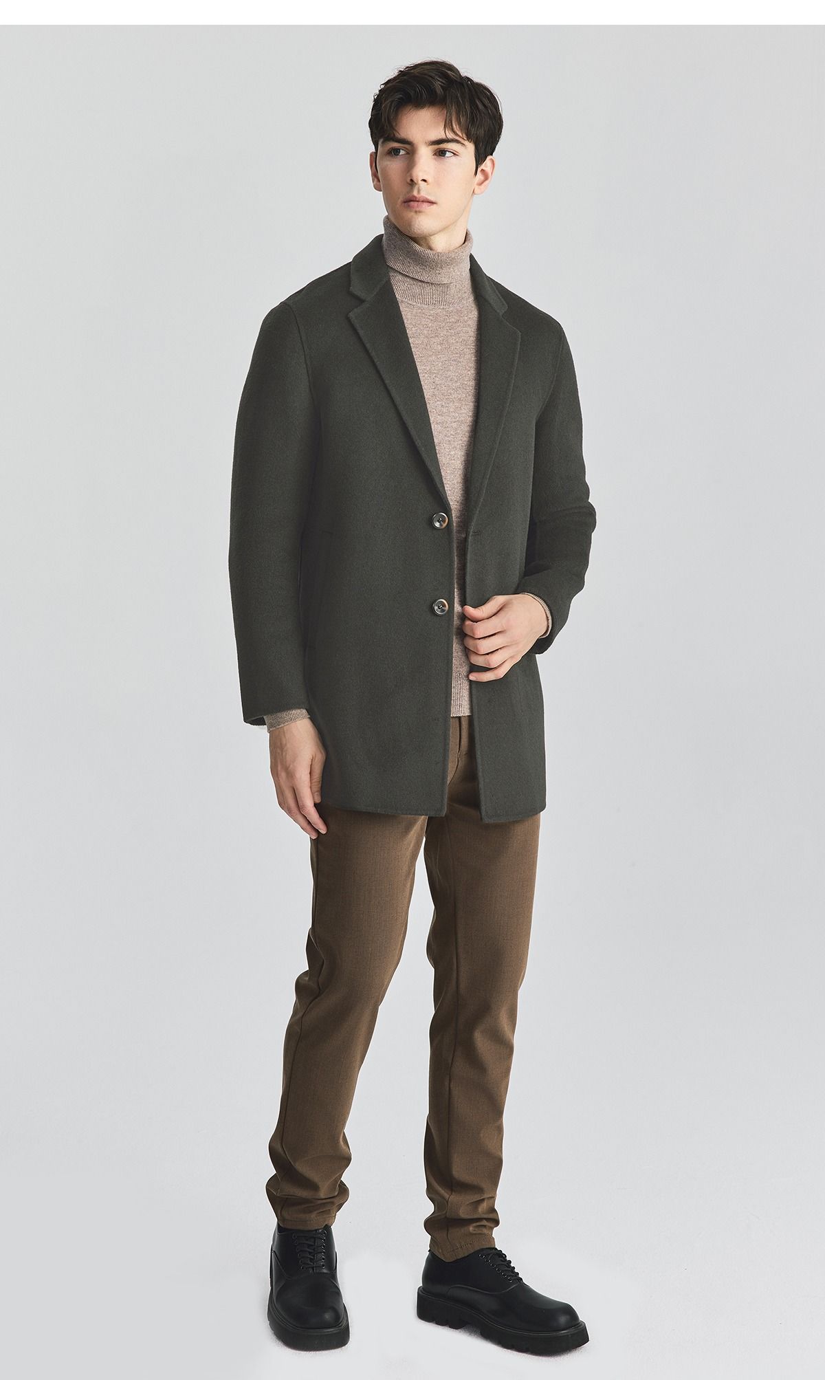 MindBridge winter Woollen cloth Windbreaker man tailored collar Wool loose coat 24 The new tailored collar wool overcoat