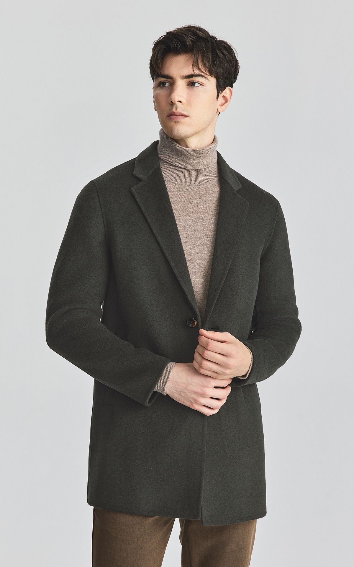 MindBridge winter Woollen cloth Windbreaker man tailored collar Wool loose coat 24 The new tailored collar wool overcoat
