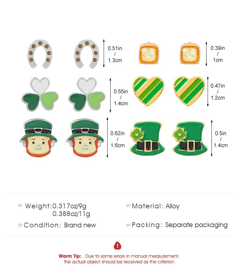 Ensemble de 3 boucles d oreilles trèfle pour la saint patrick_voghion.com