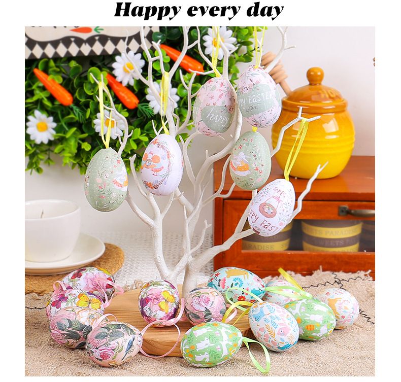 Décorations créatives à faire soi-même, peintes, simulant une scène de décoration, accessoires pour œufs de Pâques_voghion.com