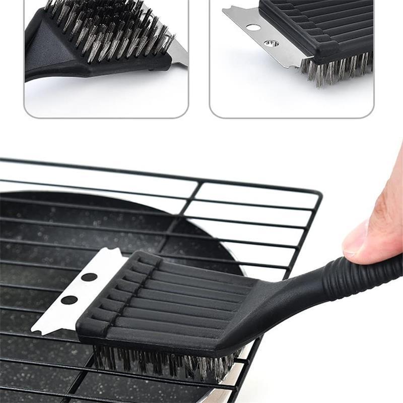 Spazzola per barbecue in acciaio inossidabile per uso alimentare, strumento ausiliario per la pulizia della griglia in rete metallica_voghion.com