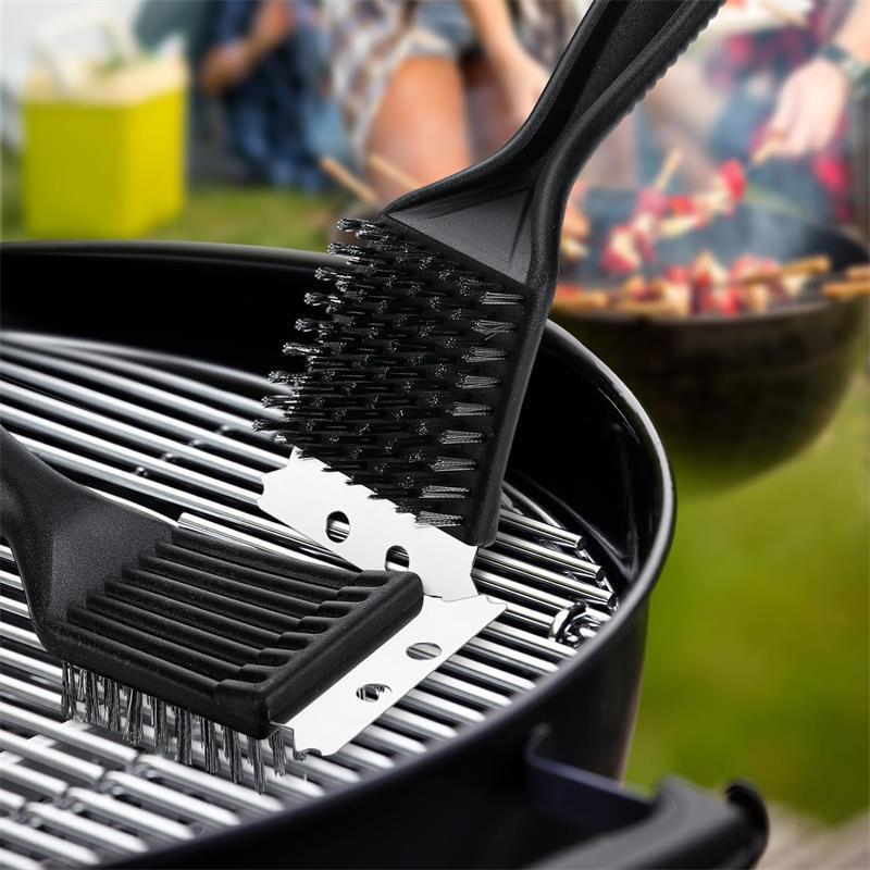 Spazzola per barbecue in acciaio inossidabile per uso alimentare, strumento ausiliario per la pulizia della griglia in rete metallica_voghion.com