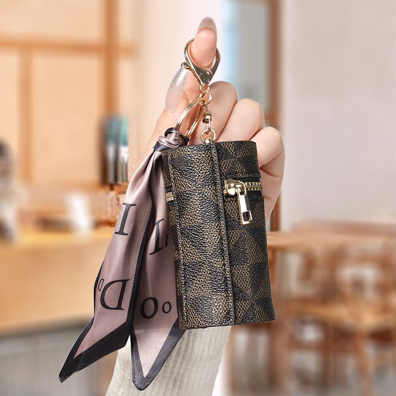 Bolsa portátil vintage em couro para batons, elegante chaveiro de mão, porta-moedas de grande capacidade, bolsa para casais._voghion.com