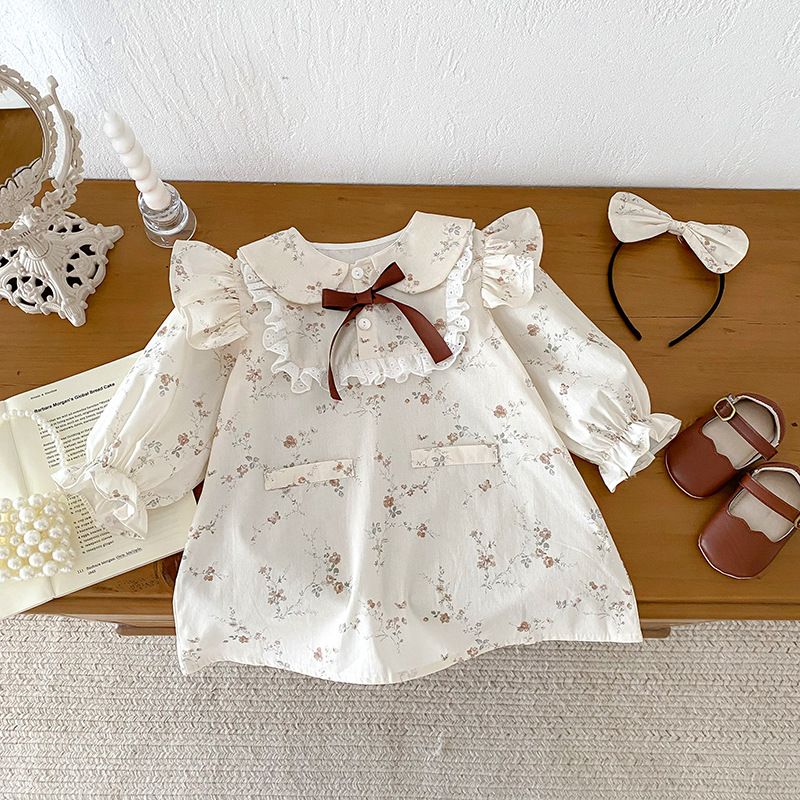 Mädchen Spitzenkleid Mit Flatterärmeln Für Herbst Und Winter_voghion.com