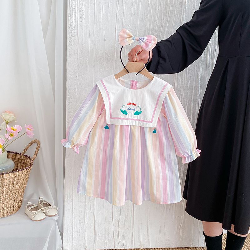 Mädchen Langarm Kleid Für Frühling Mit Spitze Und Schleife_voghion.com