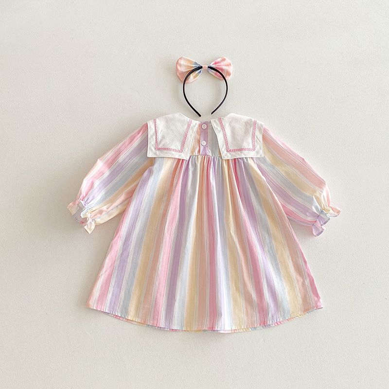 Mädchen Langarm Kleid Für Frühling Mit Spitze Und Schleife_voghion.com